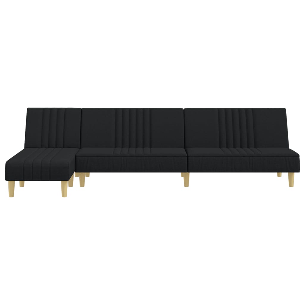 Καναπές Κρεβάτι Γωνιακός Μαύρος 255x140x70 εκ. Υφασμάτινος