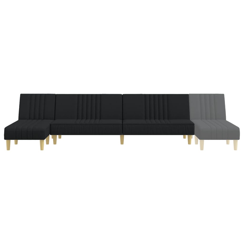 Καναπές Κρεβάτι Γωνιακός Μαύρος 255x140x70 εκ. Υφασμάτινος