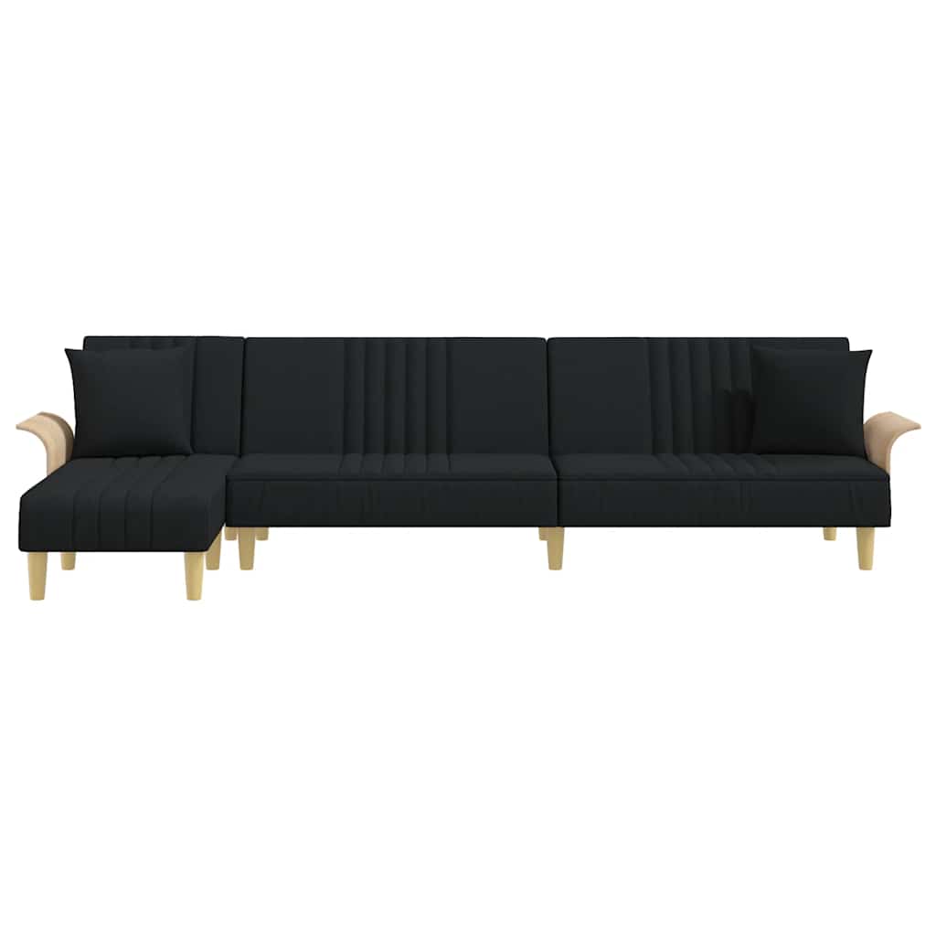 Καναπές Κρεβάτι Γωνιακός Μαύρος 279 x 140 x 70 εκ. Υφασμάτινος