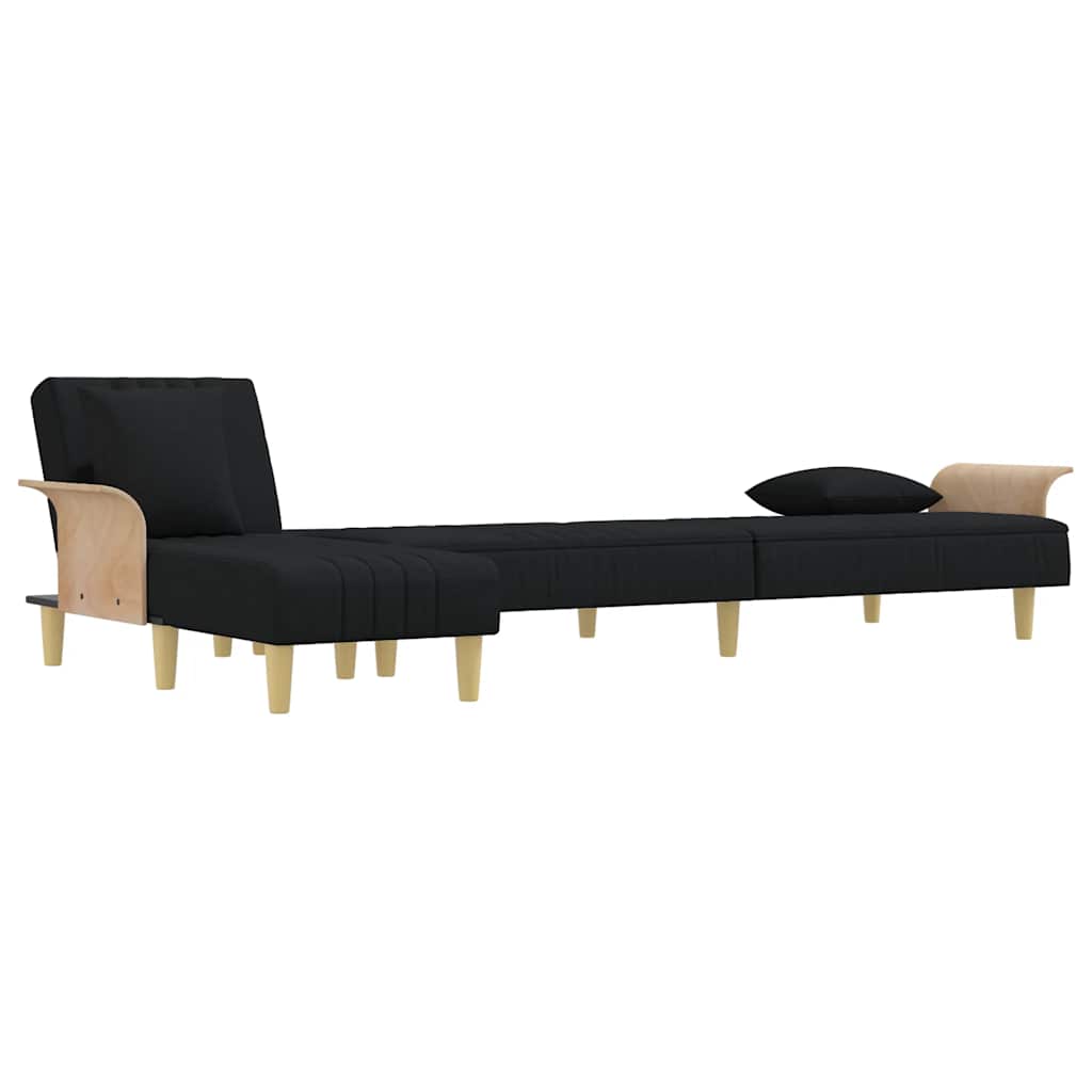 Καναπές Κρεβάτι Γωνιακός Μαύρος 279 x 140 x 70 εκ. Υφασμάτινος