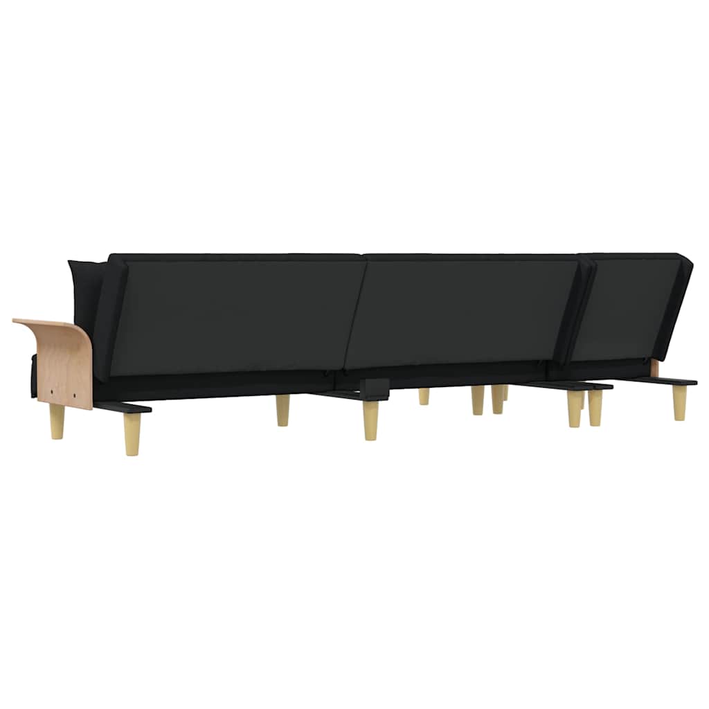 Καναπές Κρεβάτι Γωνιακός Μαύρος 279 x 140 x 70 εκ. Υφασμάτινος