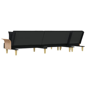 Καναπές Κρεβάτι Γωνιακός Μαύρος 279 x 140 x 70 εκ. Υφασμάτινος