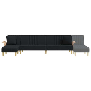 Καναπές Κρεβάτι Γωνιακός Μαύρος 279 x 140 x 70 εκ. Υφασμάτινος