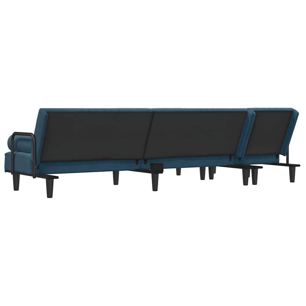 Καναπές Κρεβάτι Γωνιακός Μπλε 260 x 140 x 70 εκ. Βελούδινος
