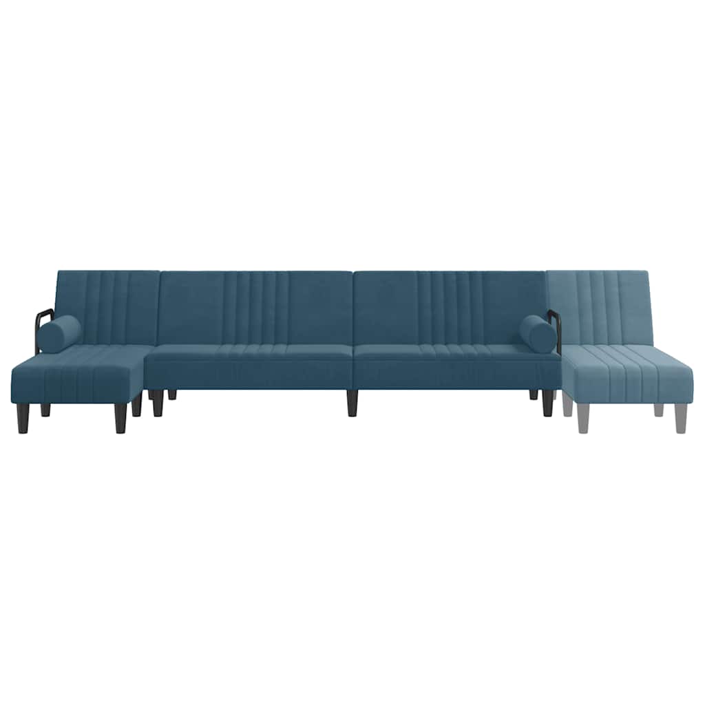Καναπές Κρεβάτι Γωνιακός Μπλε 260 x 140 x 70 εκ. Βελούδινος