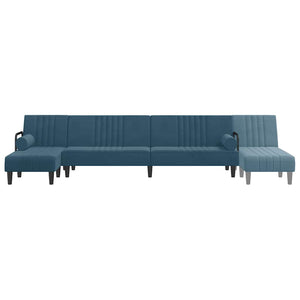Καναπές Κρεβάτι Γωνιακός Μπλε 260 x 140 x 70 εκ. Βελούδινος