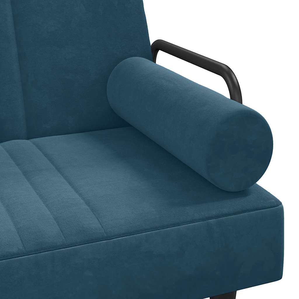 Καναπές Κρεβάτι Γωνιακός Μπλε 260 x 140 x 70 εκ. Βελούδινος
