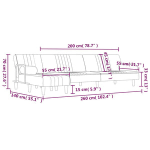 Καναπές Κρεβάτι Γωνιακός Μπλε 260 x 140 x 70 εκ. Βελούδινος