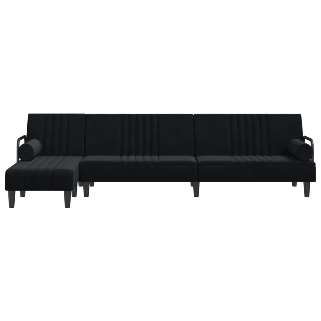 Καναπές Κρεβάτι Γωνιακός Μαύρος 260 x 140 x 70 εκ. Βελούδινος