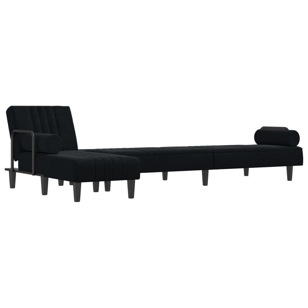 Καναπές Κρεβάτι Γωνιακός Μαύρος 260 x 140 x 70 εκ. Βελούδινος