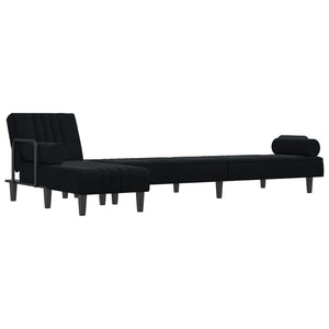 Καναπές Κρεβάτι Γωνιακός Μαύρος 260 x 140 x 70 εκ. Βελούδινος
