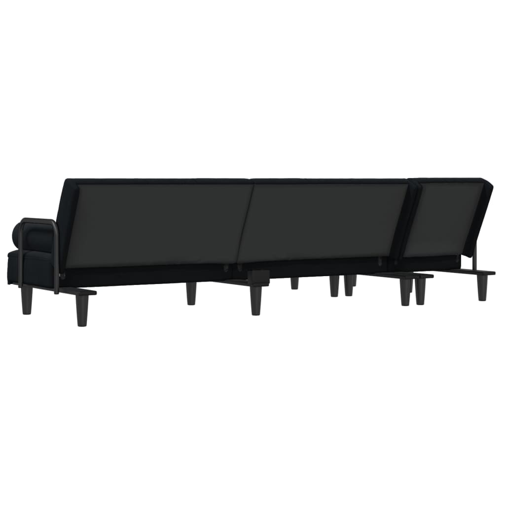 Καναπές Κρεβάτι Γωνιακός Μαύρος 260 x 140 x 70 εκ. Βελούδινος