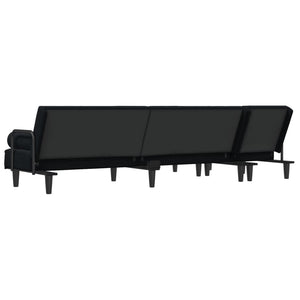Καναπές Κρεβάτι Γωνιακός Μαύρος 260 x 140 x 70 εκ. Βελούδινος