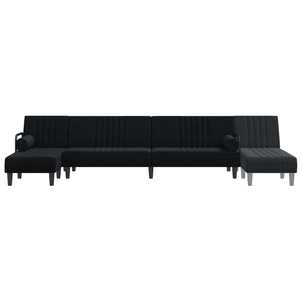 Καναπές Κρεβάτι Γωνιακός Μαύρος 260 x 140 x 70 εκ. Βελούδινος