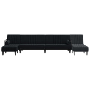 Καναπές Κρεβάτι Γωνιακός Μαύρος 260 x 140 x 70 εκ. Βελούδινος