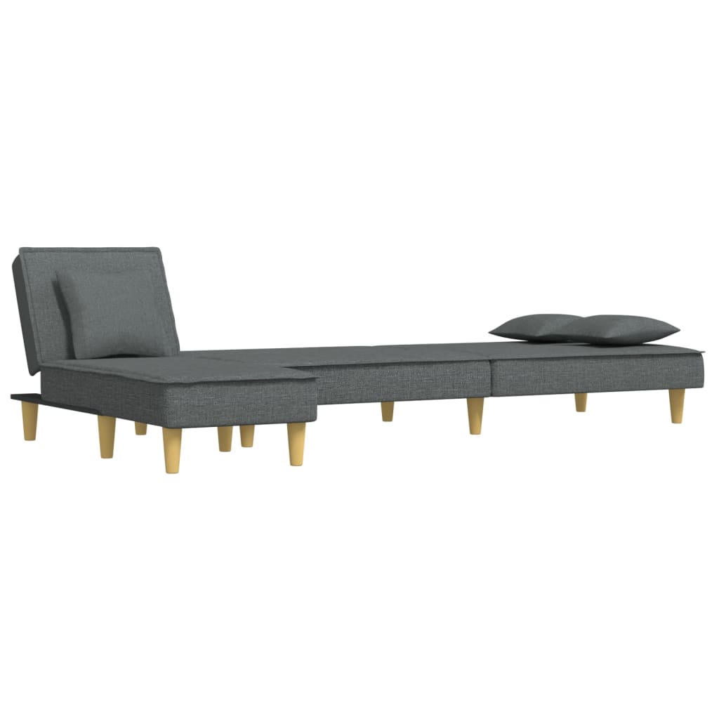 Καναπές Κρεβάτι Γωνιακός Σκούρο Γκρι 255x140x70 εκ. Υφασμάτινος