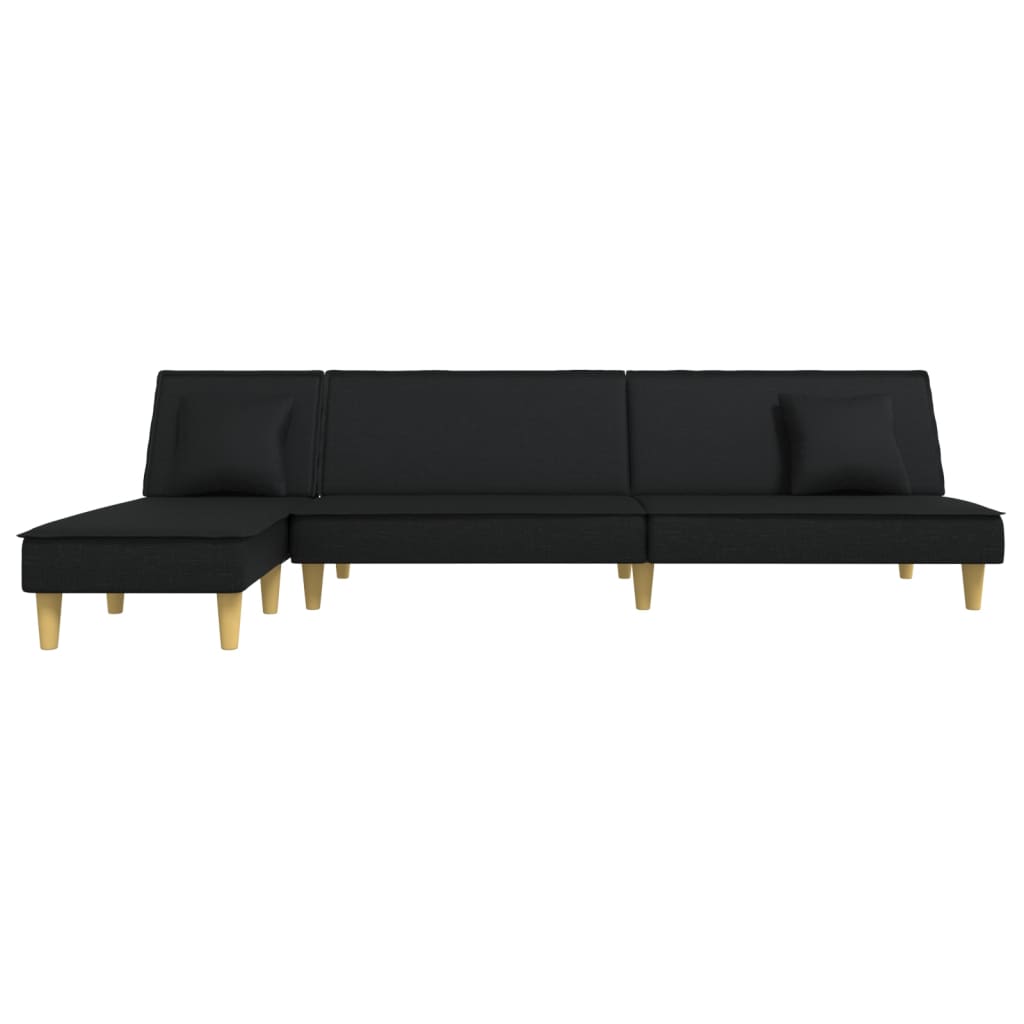 Καναπές Κρεβάτι Γωνιακός Μαύρος 255x140x70 εκ. Υφασμάτινος - Pakobazaar
