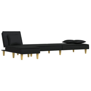 Καναπές Κρεβάτι Γωνιακός Μαύρος 255x140x70 εκ. Υφασμάτινος - Pakobazaar