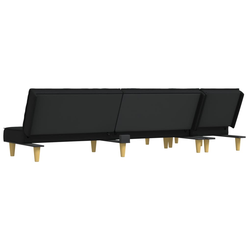 Καναπές Κρεβάτι Γωνιακός Μαύρος 255x140x70 εκ. Υφασμάτινος - Pakobazaar
