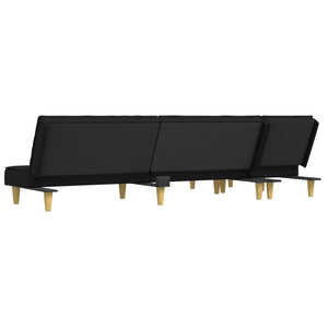 Καναπές Κρεβάτι Γωνιακός Μαύρος 255x140x70 εκ. Υφασμάτινος - Pakobazaar