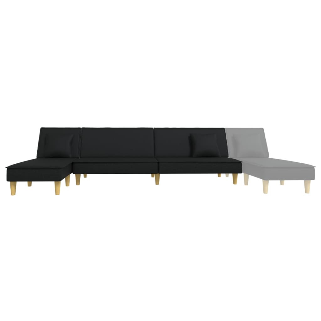 Καναπές Κρεβάτι Γωνιακός Μαύρος 255x140x70 εκ. Υφασμάτινος - Pakobazaar