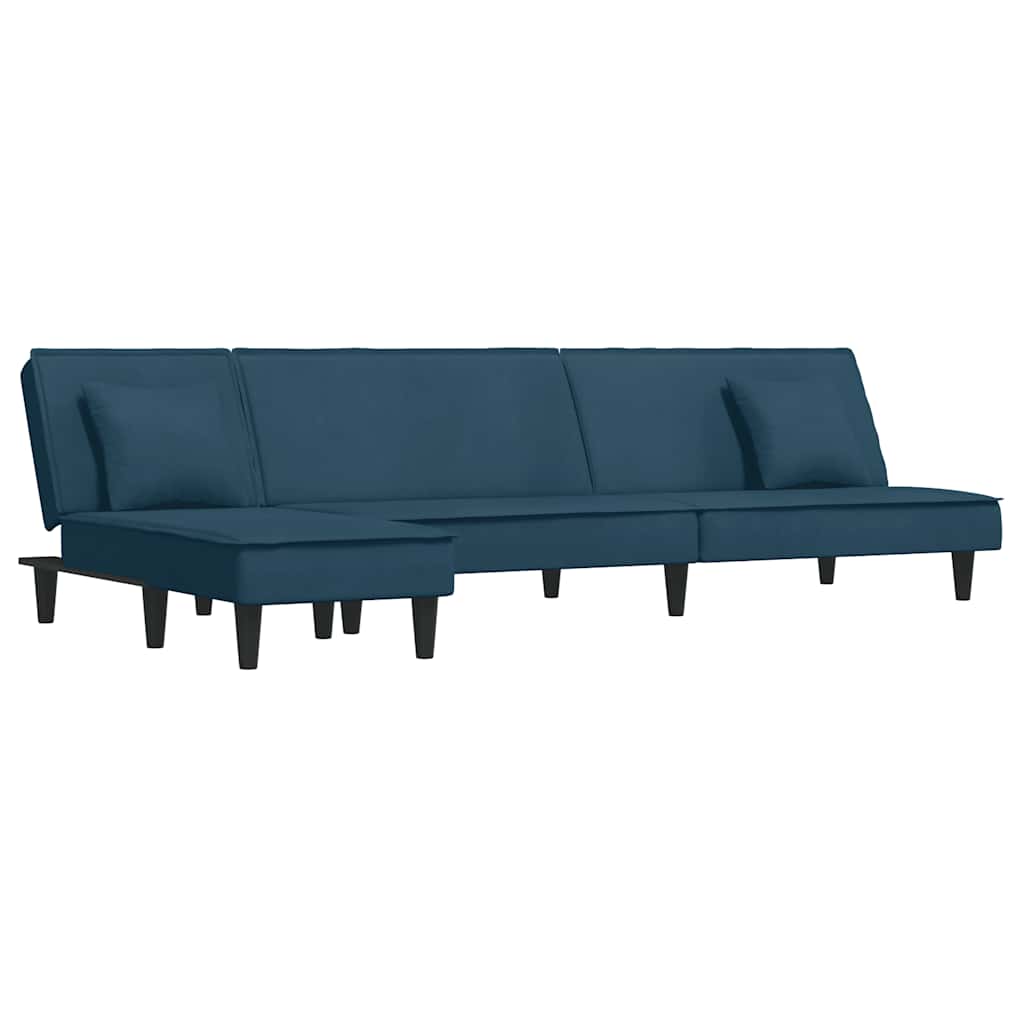 Καναπές Κρεβάτι Γωνιακός Μπλε 255 x 140 x 70 εκ. Βελούδινος