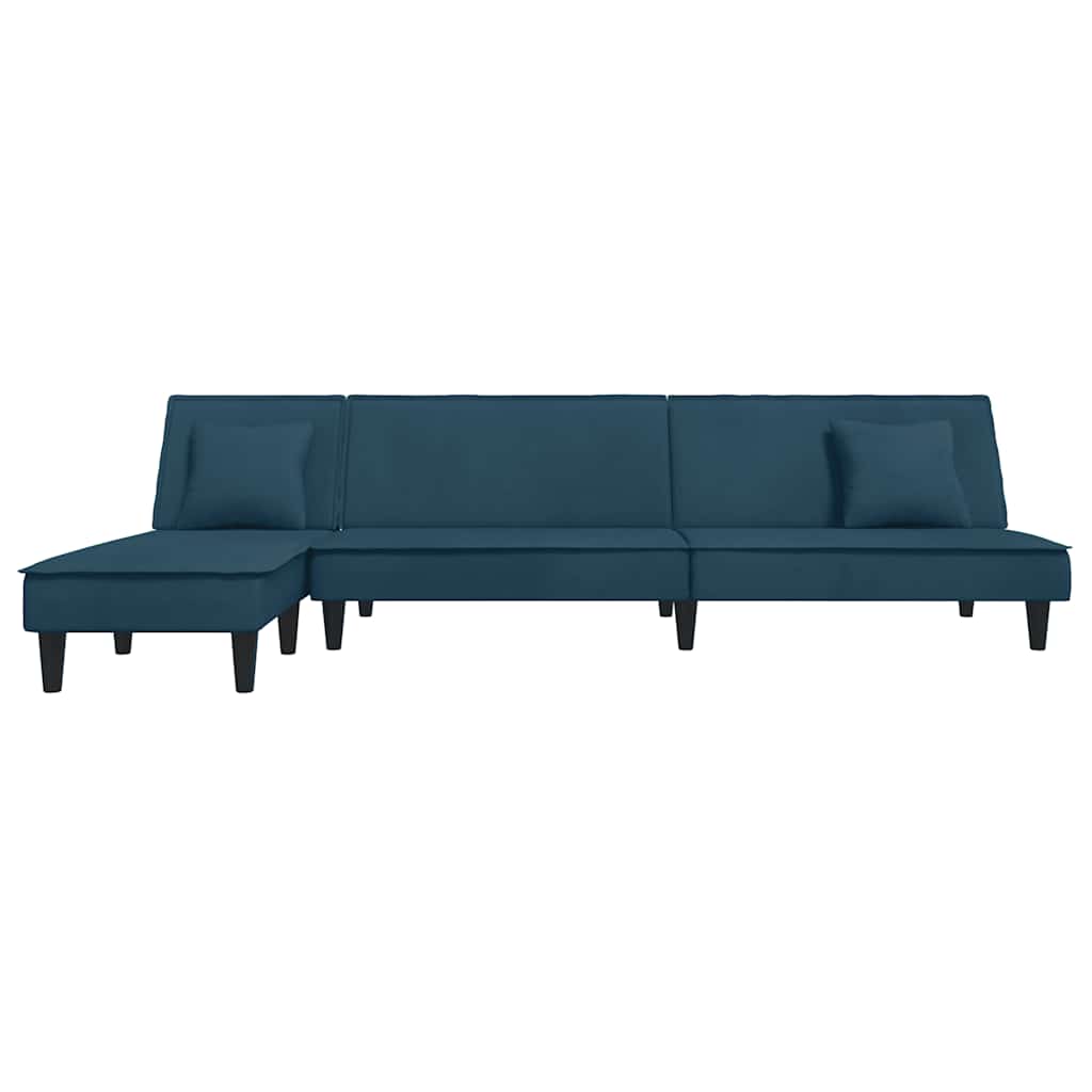 Καναπές Κρεβάτι Γωνιακός Μπλε 255 x 140 x 70 εκ. Βελούδινος