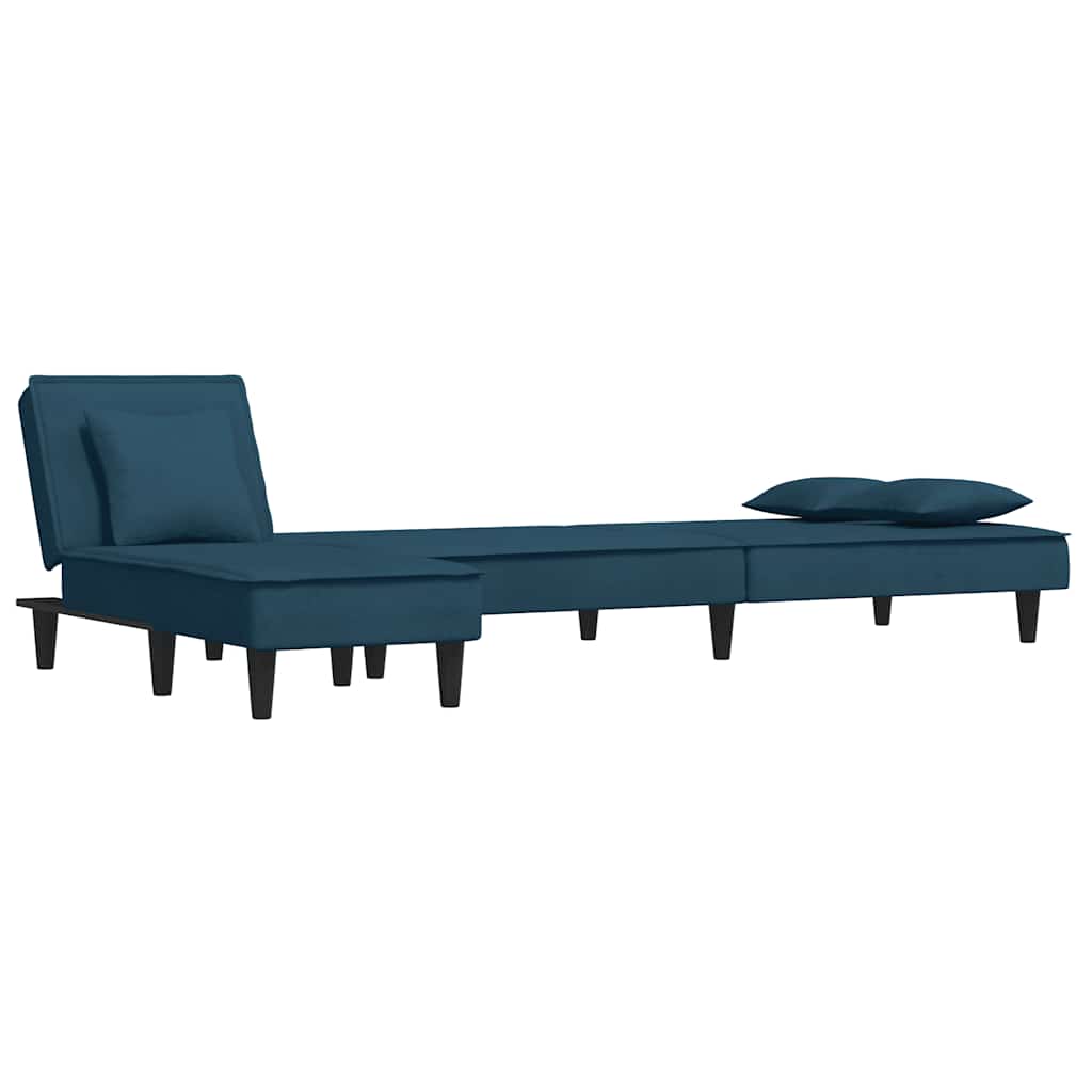 Καναπές Κρεβάτι Γωνιακός Μπλε 255 x 140 x 70 εκ. Βελούδινος