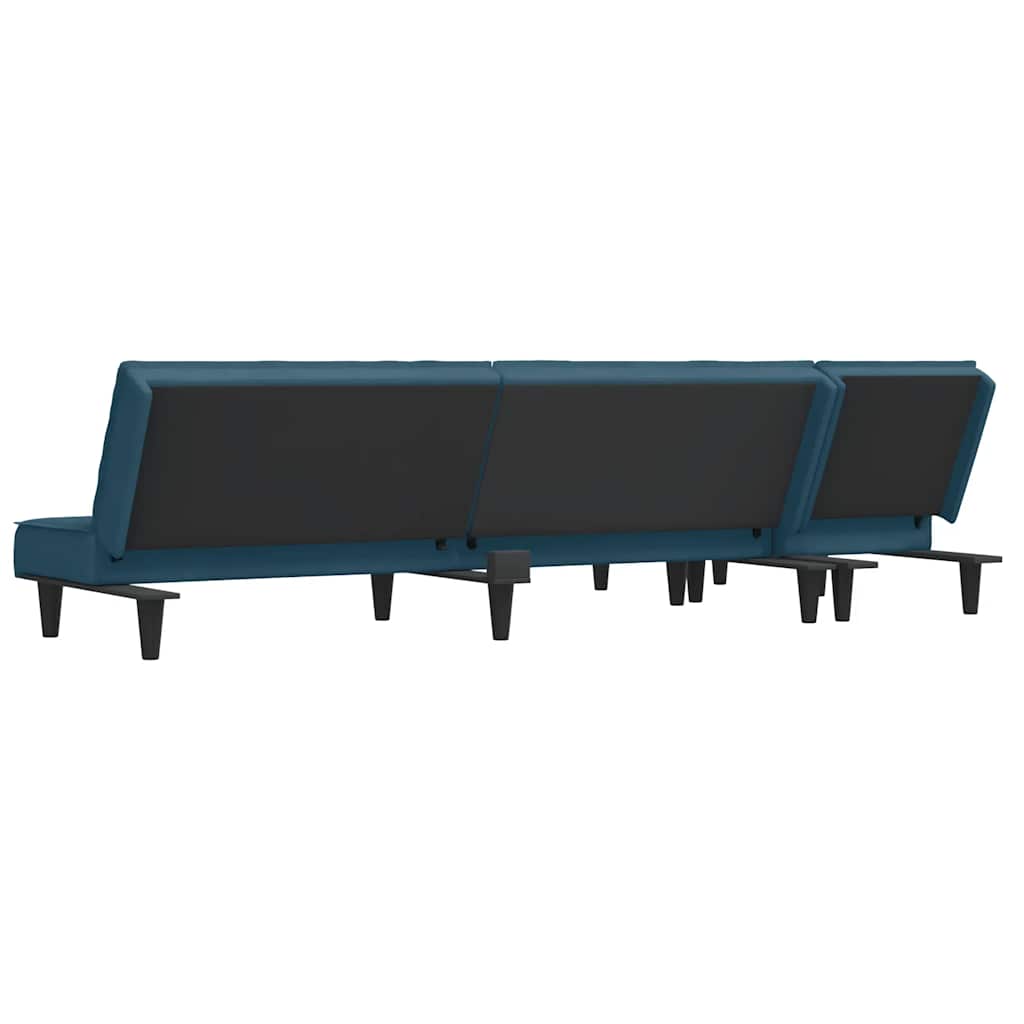 Καναπές Κρεβάτι Γωνιακός Μπλε 255 x 140 x 70 εκ. Βελούδινος