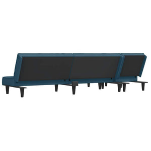 Καναπές Κρεβάτι Γωνιακός Μπλε 255 x 140 x 70 εκ. Βελούδινος