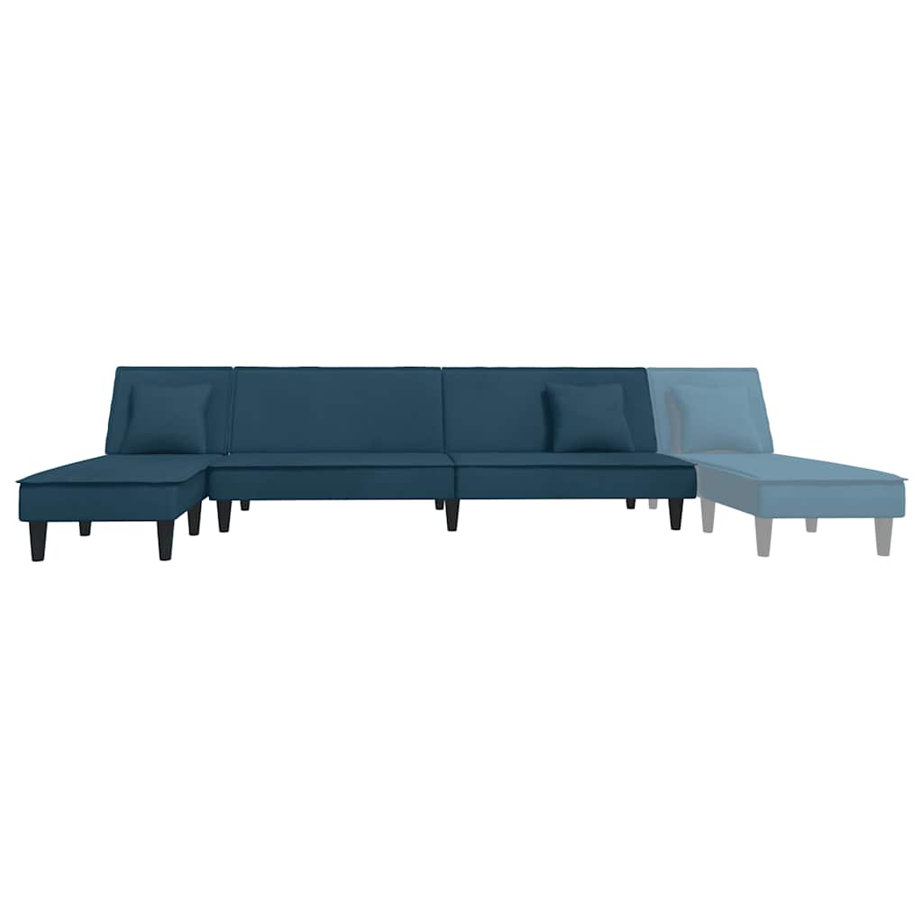 Καναπές Κρεβάτι Γωνιακός Μπλε 255 x 140 x 70 εκ. Βελούδινος