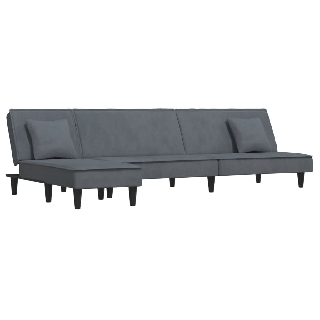 Καναπές Κρεβάτι Γωνιακός Σκ. Γκρι 255 x 140 x 70 εκ. Βελούδινος