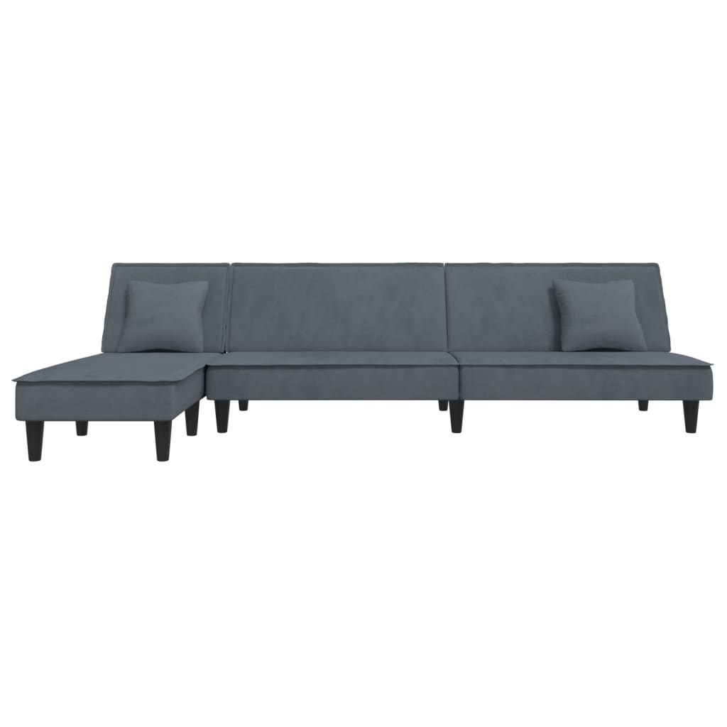 Καναπές Κρεβάτι Γωνιακός Σκ. Γκρι 255 x 140 x 70 εκ. Βελούδινος