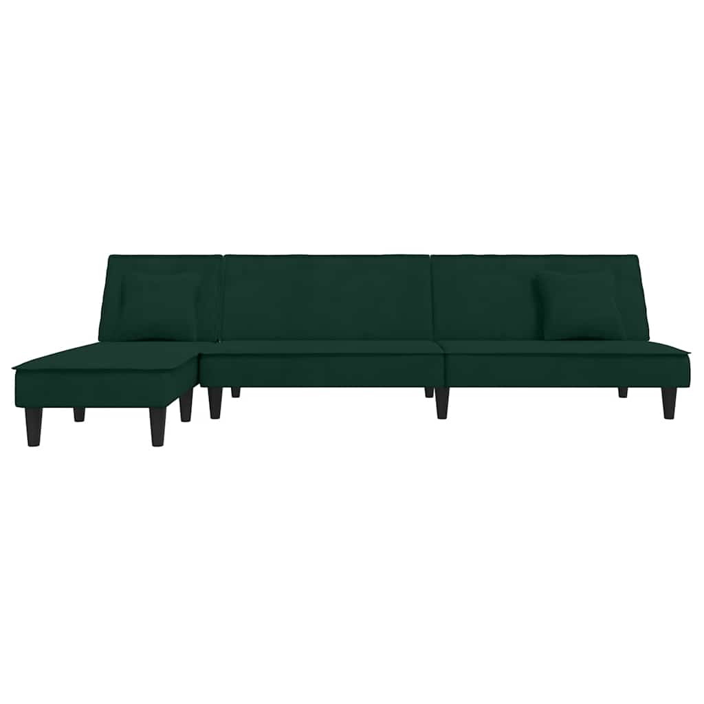 Καναπές Κρεβάτι Γωνιακός Σκ. Πράσινο 255x140x70 εκ. Βελούδινος