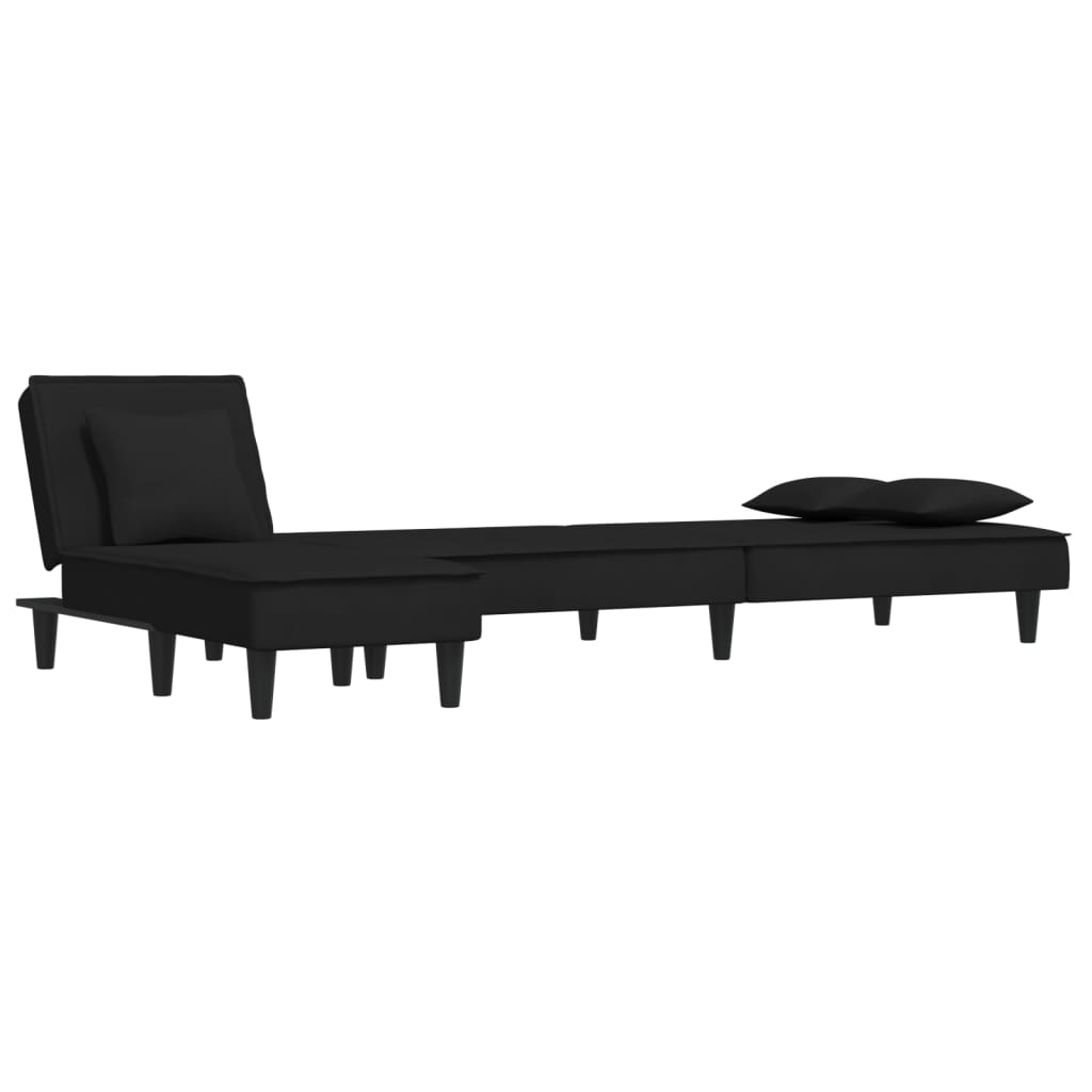 Καναπές Κρεβάτι Γωνιακός Μαύρος 255 x 140 x 70 εκ. Βελούδινος - Pakobazaar