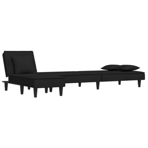 Καναπές Κρεβάτι Γωνιακός Μαύρος 255 x 140 x 70 εκ. Βελούδινος - Pakobazaar