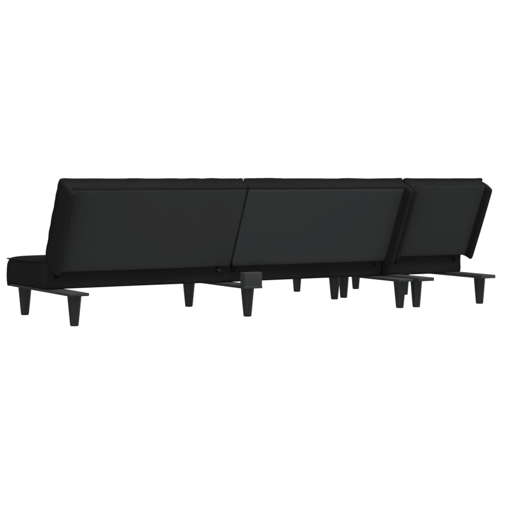 Καναπές Κρεβάτι Γωνιακός Μαύρος 255 x 140 x 70 εκ. Βελούδινος - Pakobazaar