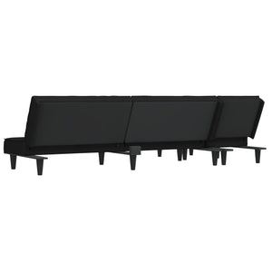 Καναπές Κρεβάτι Γωνιακός Μαύρος 255 x 140 x 70 εκ. Βελούδινος - Pakobazaar
