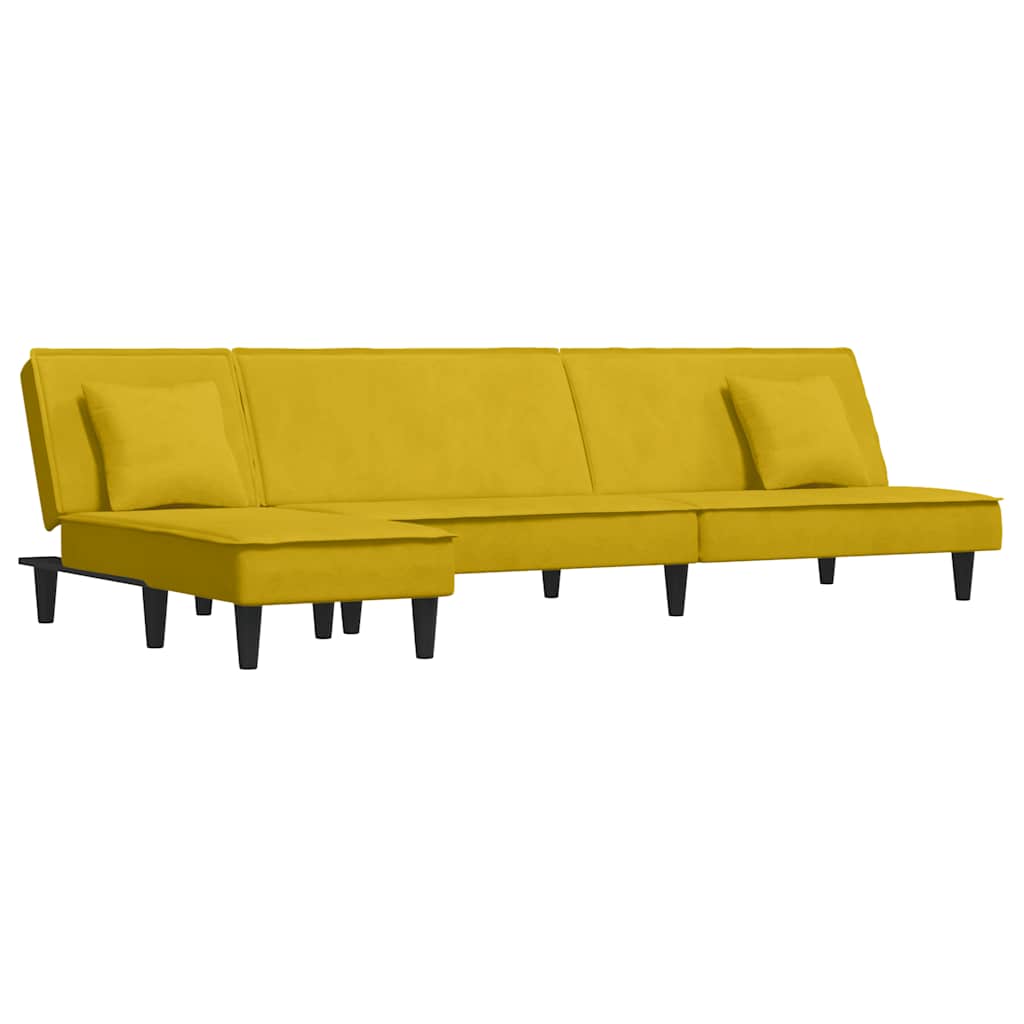 Καναπές Κρεβάτι Γωνιακός Κίτρινος 255 x 140 x 70 εκ. Βελούδινος - Pakobazaar