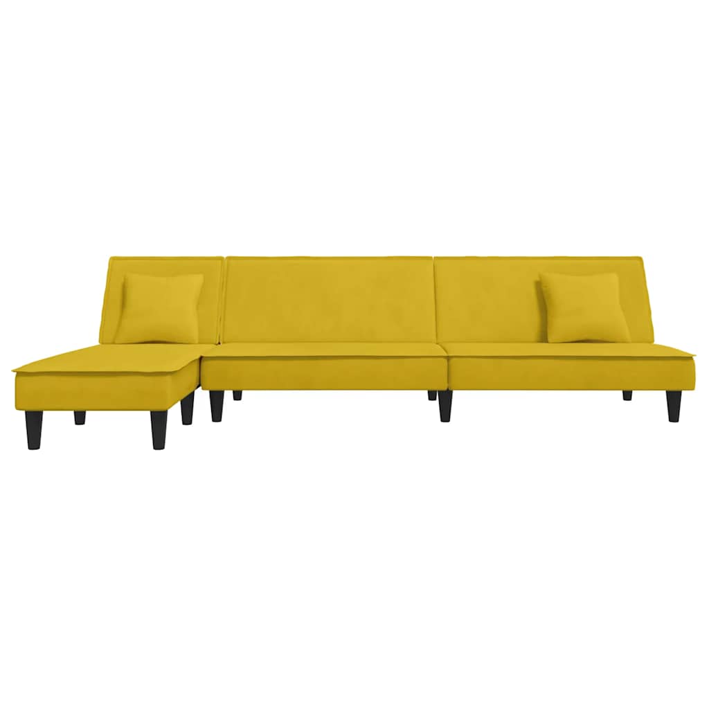 Καναπές Κρεβάτι Γωνιακός Κίτρινος 255 x 140 x 70 εκ. Βελούδινος - Pakobazaar