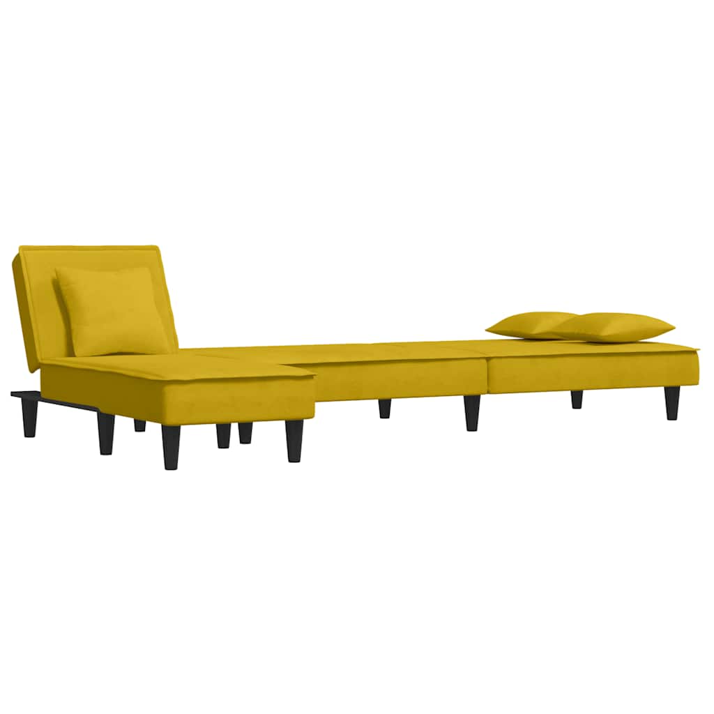 Καναπές Κρεβάτι Γωνιακός Κίτρινος 255 x 140 x 70 εκ. Βελούδινος - Pakobazaar