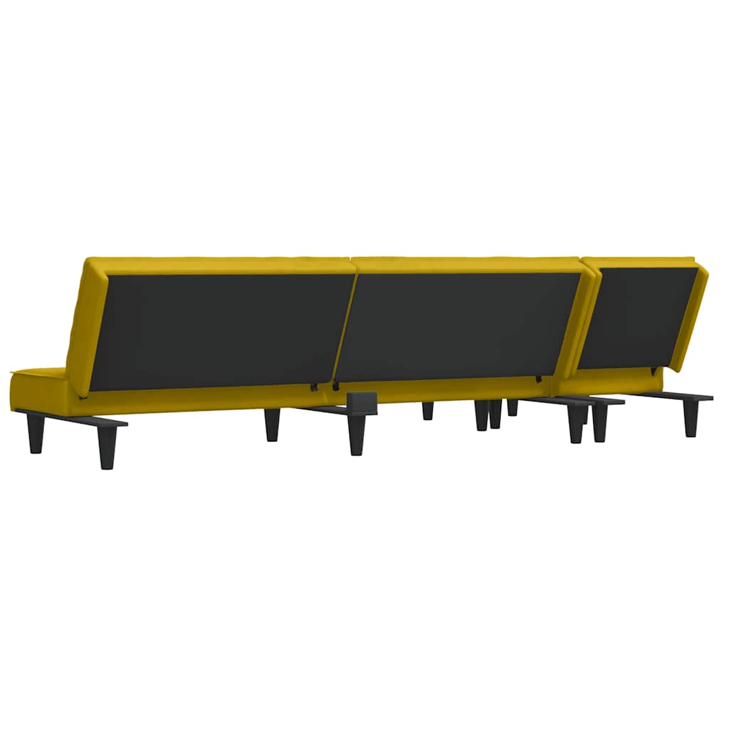 Καναπές Κρεβάτι Γωνιακός Κίτρινος 255 x 140 x 70 εκ. Βελούδινος - Pakobazaar