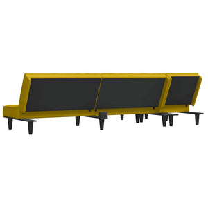Καναπές Κρεβάτι Γωνιακός Κίτρινος 255 x 140 x 70 εκ. Βελούδινος - Pakobazaar