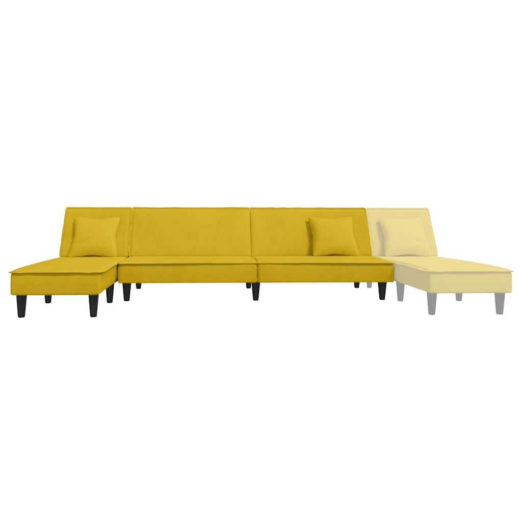 Καναπές Κρεβάτι Γωνιακός Κίτρινος 255 x 140 x 70 εκ. Βελούδινος - Pakobazaar