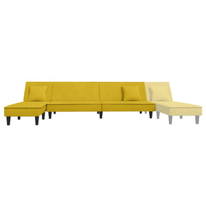 Καναπές Κρεβάτι Γωνιακός Κίτρινος 255 x 140 x 70 εκ. Βελούδινος - Pakobazaar