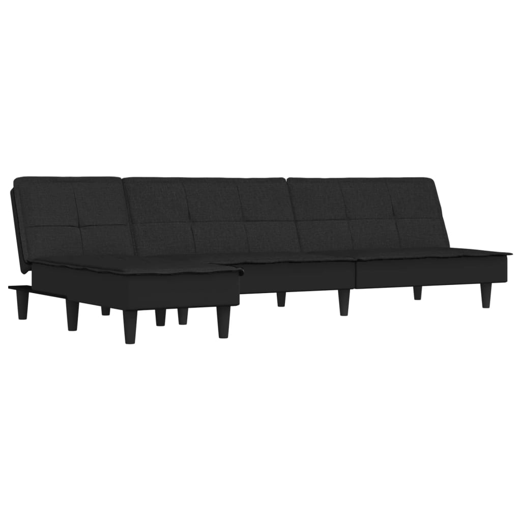 Καναπές Κρεβάτι Γωνιακός Μαύρος 255x140x70 εκ. Υφασμάτινος - Pakobazaar