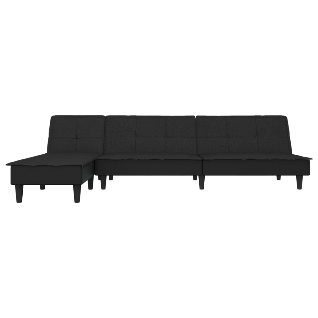 Καναπές Κρεβάτι Γωνιακός Μαύρος 255x140x70 εκ. Υφασμάτινος - Pakobazaar