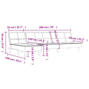 Καναπές Κρεβάτι Γωνιακός Μαύρος 255x140x70 εκ. Υφασμάτινος - Pakobazaar