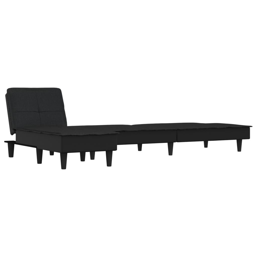 Καναπές Κρεβάτι Γωνιακός Μαύρος 255x140x70 εκ. Υφασμάτινος - Pakobazaar