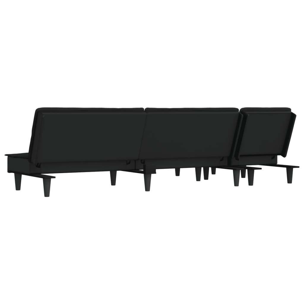 Καναπές Κρεβάτι Γωνιακός Μαύρος 255x140x70 εκ. Υφασμάτινος - Pakobazaar